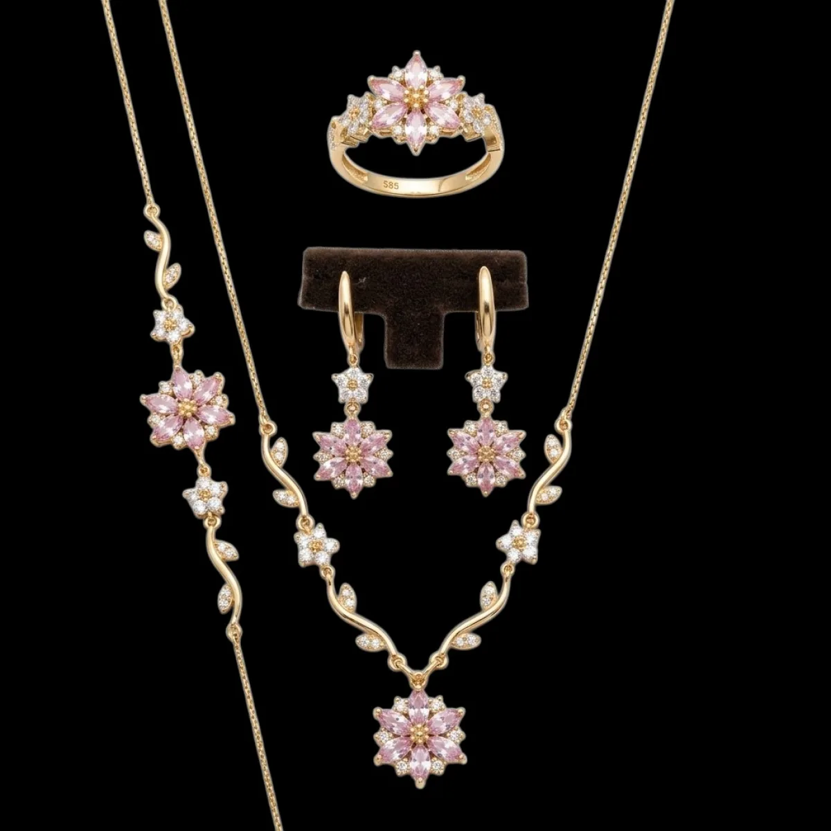 Qızıl zərgərlik dəsti Vetta Jewellery 10458, 585 əyar